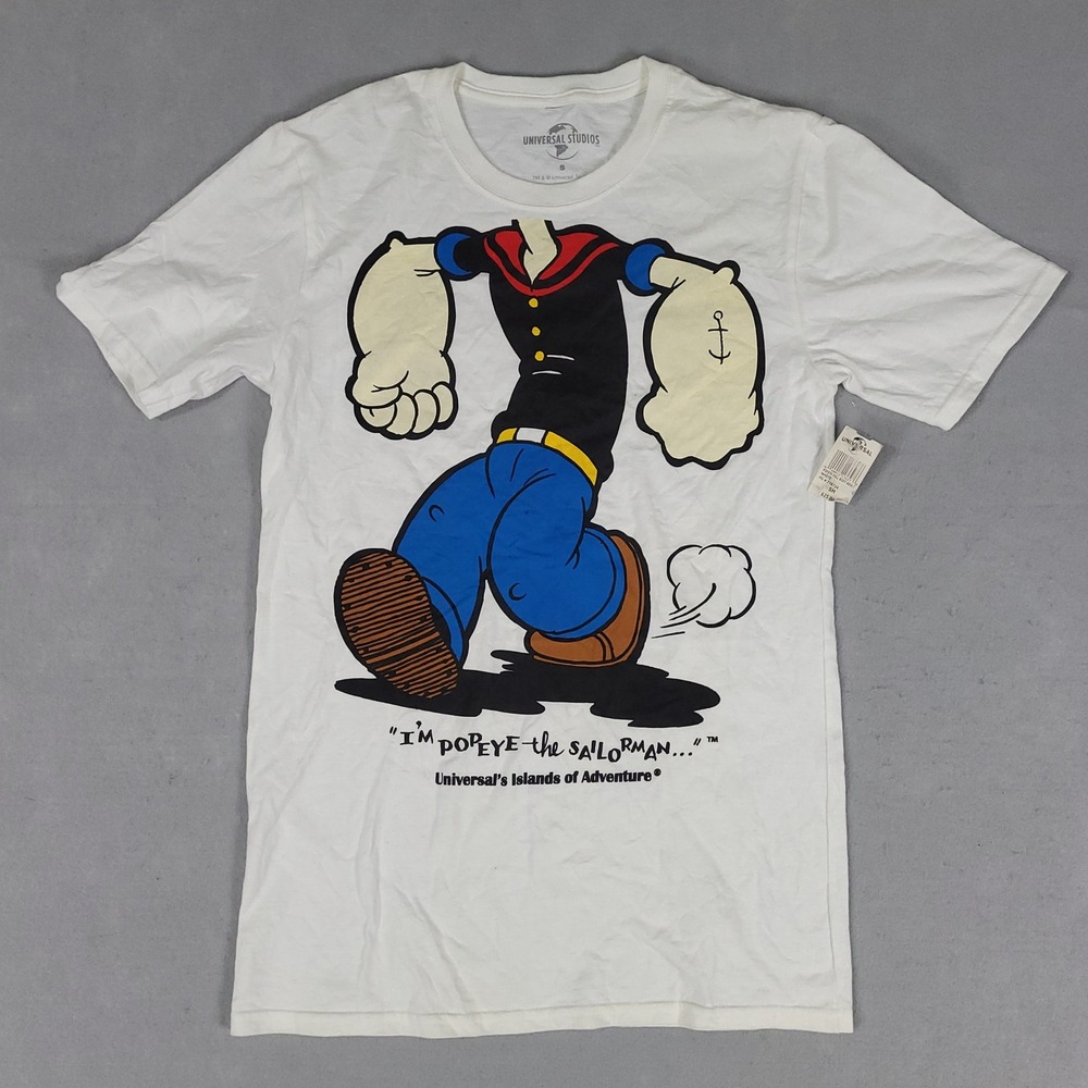 Vintage Universal Studios Popeye Shirt Size Small Off-White Graphic Cotton Y2K